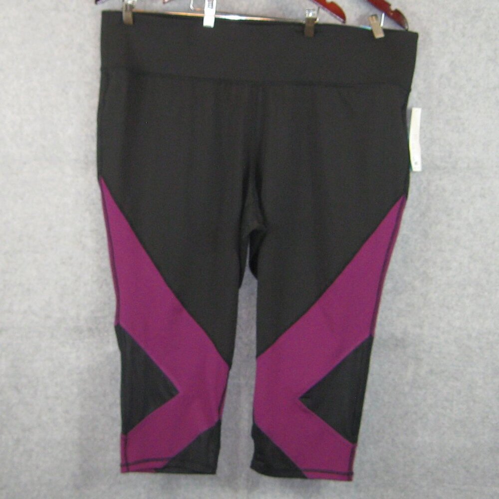 Lane Bryant Livi Active Capri Leggings 22/24 Black Purple Wicking
